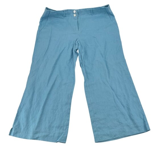Madison Studio Womens Linen Pants Light Blue Size 12 Wide Leg Pull On - Picture 1 of 6